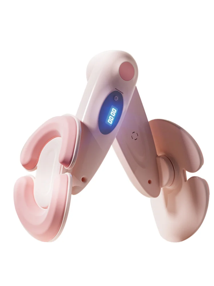 Pink SŌLA Halo leg trainer on a white background, side view with the LED counter