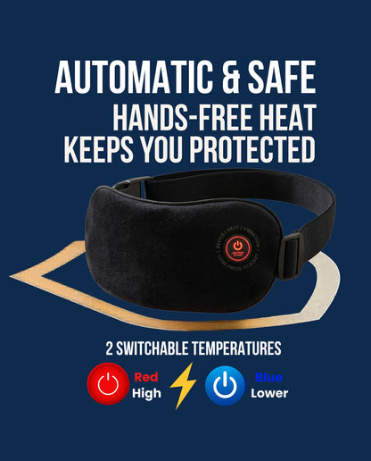 SŌLA heat wrap with two switchable heat settings, red for high and blue for lower