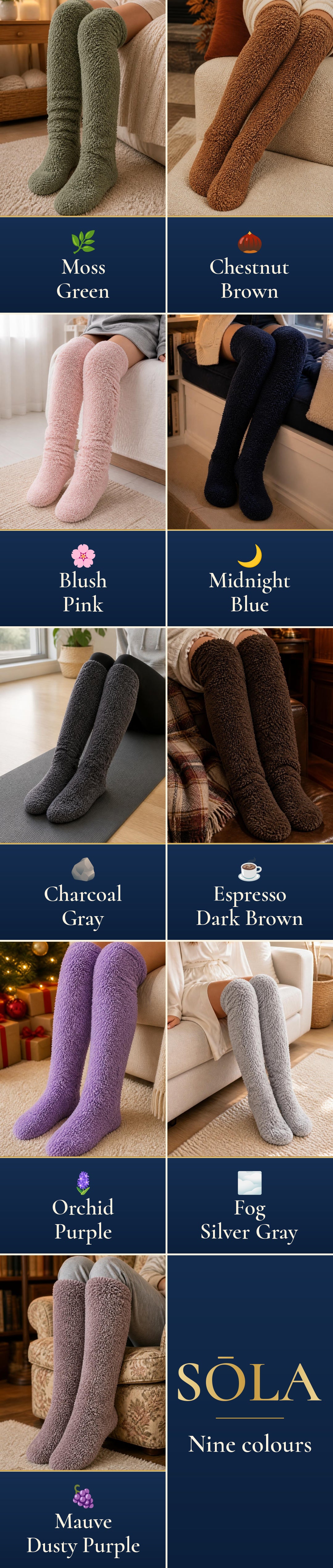 All 9 SŌLA CloudFlex™ Socks colors with names